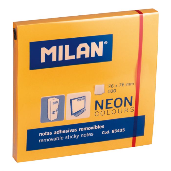 Milan Removable Adhesive Notes Neon Orange