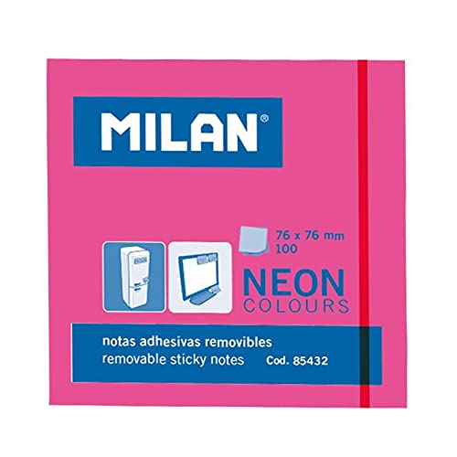 Milan Removable Adhesive Notes Neon Pink 3"X3"
