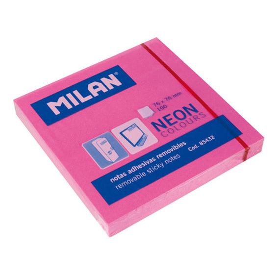 Milan Removable Adhesive Notes Neon Pink 3"X3"