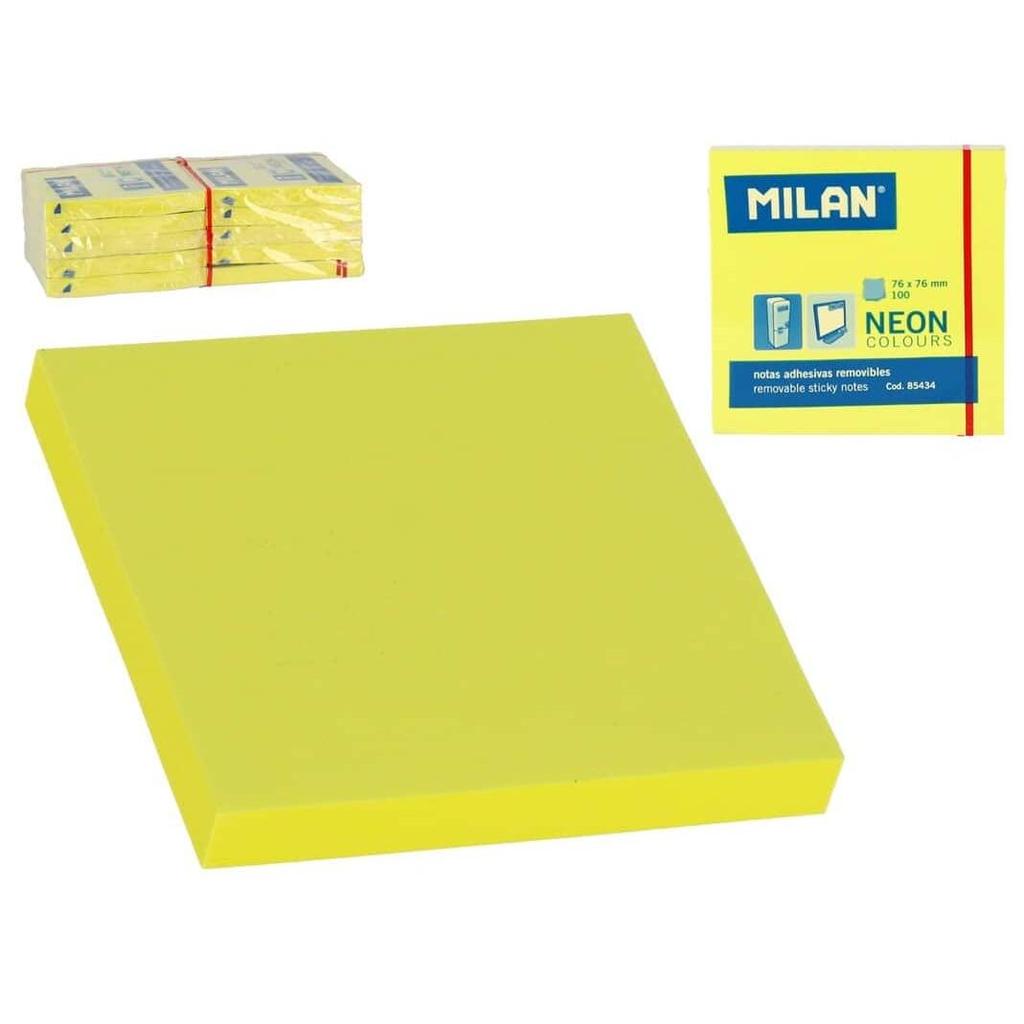Milan Removable Adhesive Notes Neon Yellow
