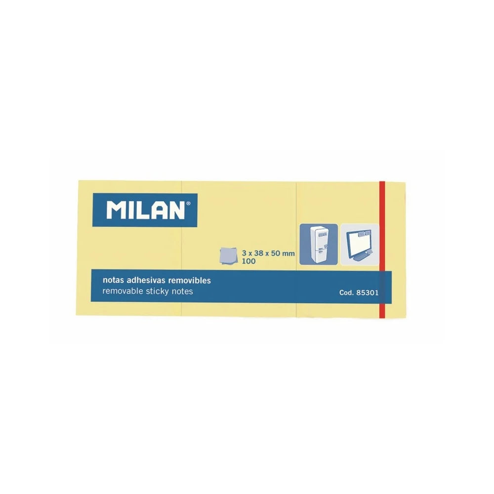 Milan Removable Adhesive Notes Yellow 1.5"X 2"