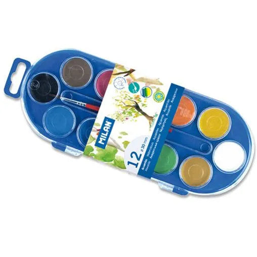 Milan Set of 12 Watercolour Tablets 30mm 80011