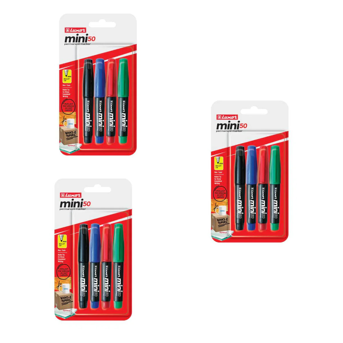 Luxor- Permanent Marker - Mini50 Assorted Color - Set Of 3 Packets