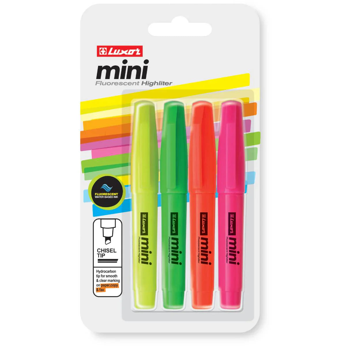 Luxor- Mini Fluorescent Highlighter - Assorted Color - Set Of 3 Packets