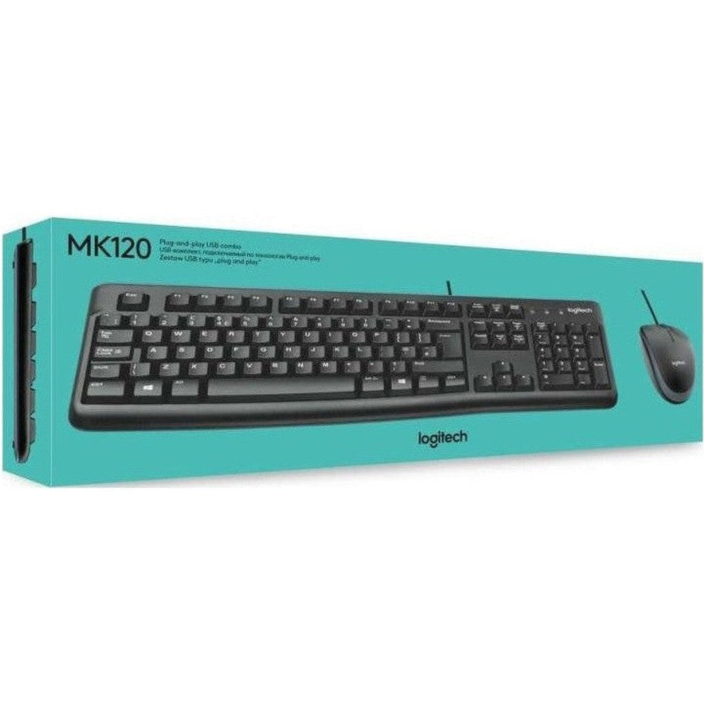 Logitech MK120 - Wired / USB / Quiet Typing / Arb/Eng - Keyboard & Mouse Combo