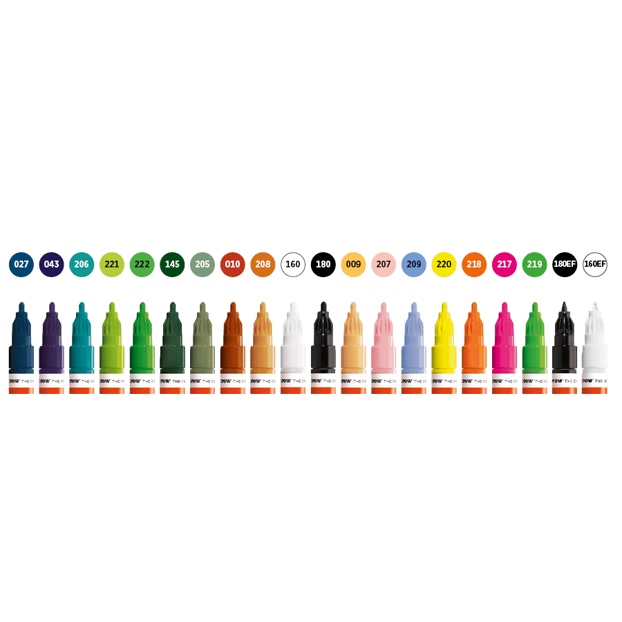Molotow - One4all Acrylic Paint Marker - 20 x Acryl marker 2mm- Main Kit 2 (200.163)