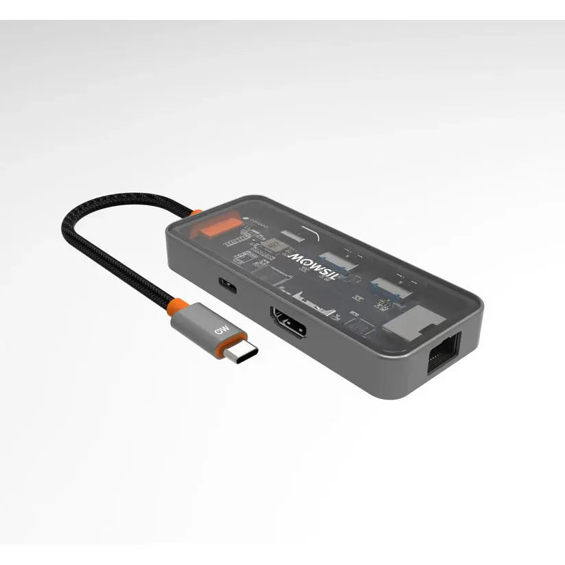 Mowsil 6-in-1 USB-C Hub Docking Station 4K@60Hz HDMI 100W PD RJ45 2×USB 3.0 & USB-C Data MacBook iPad