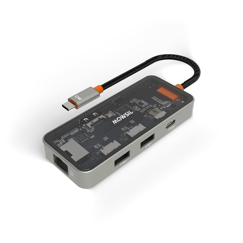 Mowsil 6-in-1 USB-C Hub Docking Station 4K@60Hz HDMI 100W PD RJ45 2×USB 3.0 & USB-C Data MacBook iPad