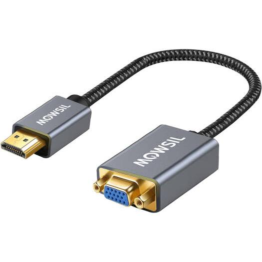 Mowsil HDMI to VGA Adapter | 1080p Full HD Plug & Play Converter for PC, Laptop, Projector & Monitor