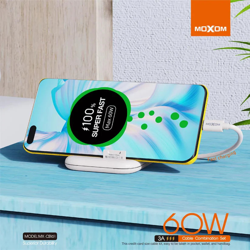 Moxom Superior Durability Cable Multiple 3A 60W PD Type C Micro Iphone USB Combination Set Adapter