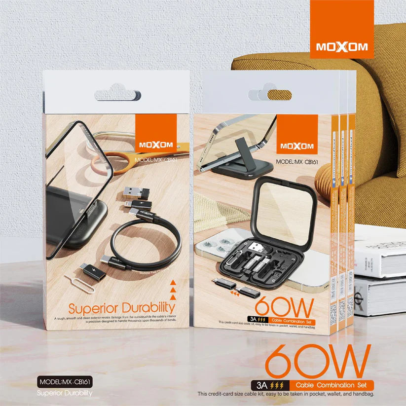 Moxom Superior Durability Cable Multiple 3A 60W PD Type C Micro Iphone USB Combination Set Adapter