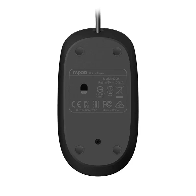 Rapoo N200 Wired Optical Mouse Black
