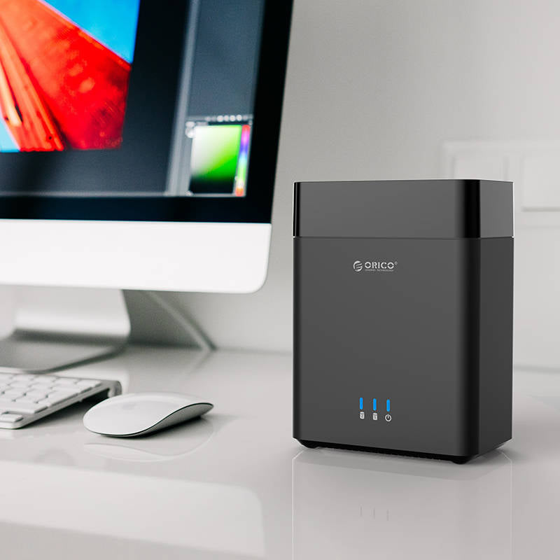 ORICO 3.5 inch 2 Bay Magnetic-type Type-C Hard Drive Enclosure - Black