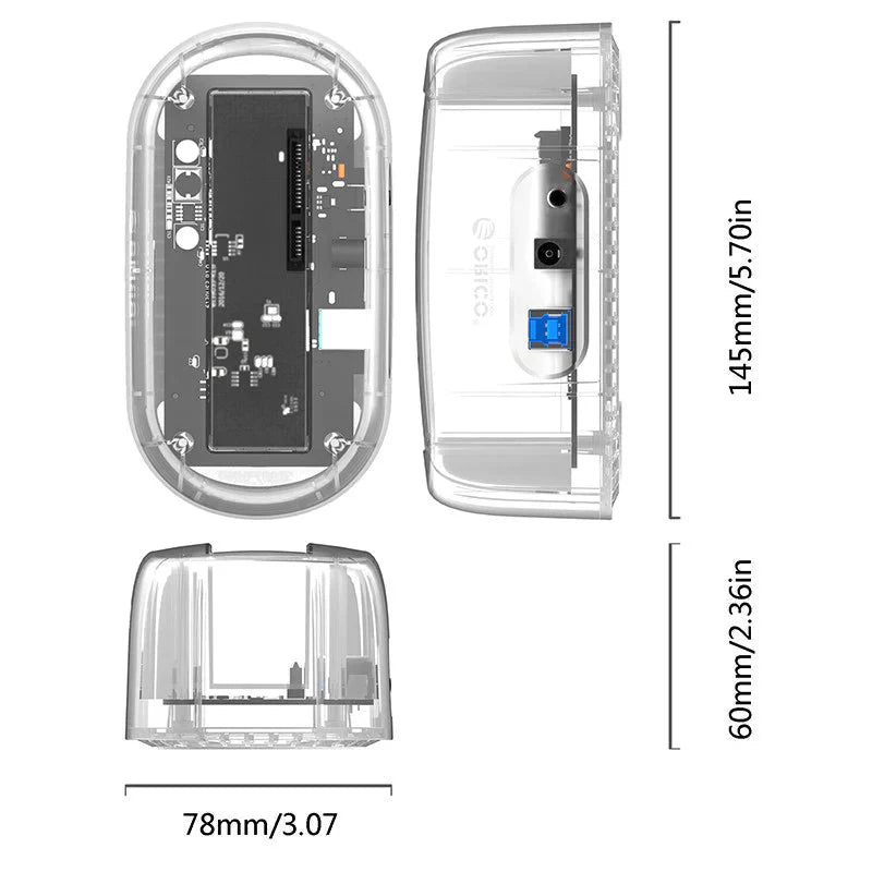 ORICO 3.5 inch Transparent USB 3.0 Hard Drive Dock - Transparent