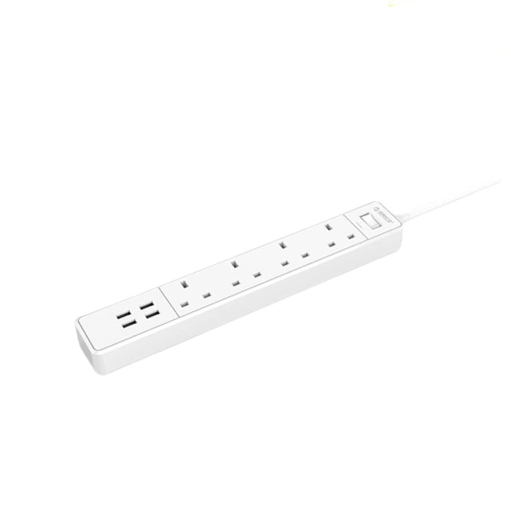 ORICO 4 Port Power Extension With 4 USB Charging Port - White