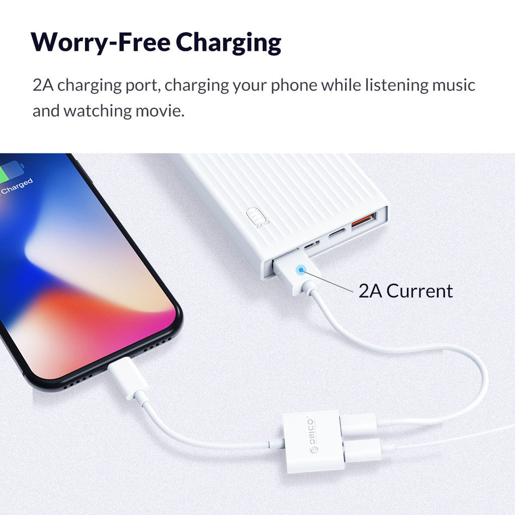 ORICO Charging & Audio Adapter for Phone - White