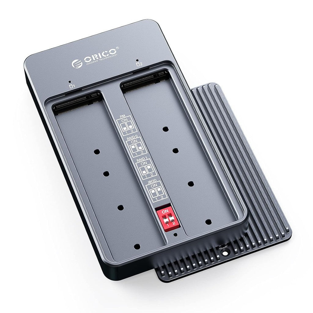 ORICO Dual-bay M.2 NGFF SATA SSD Enclosure - Gray