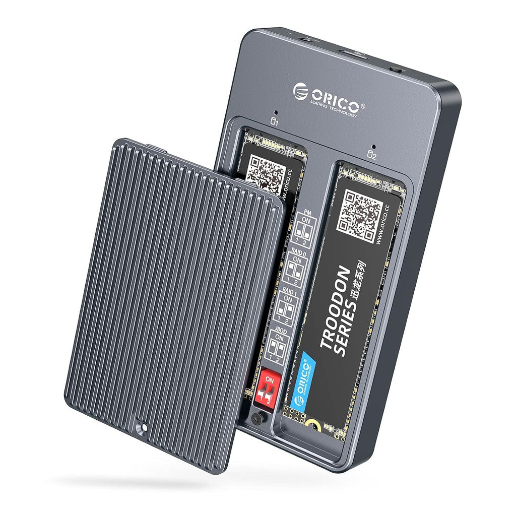 ORICO Dual-bay M.2 NGFF SATA SSD Enclosure - Gray