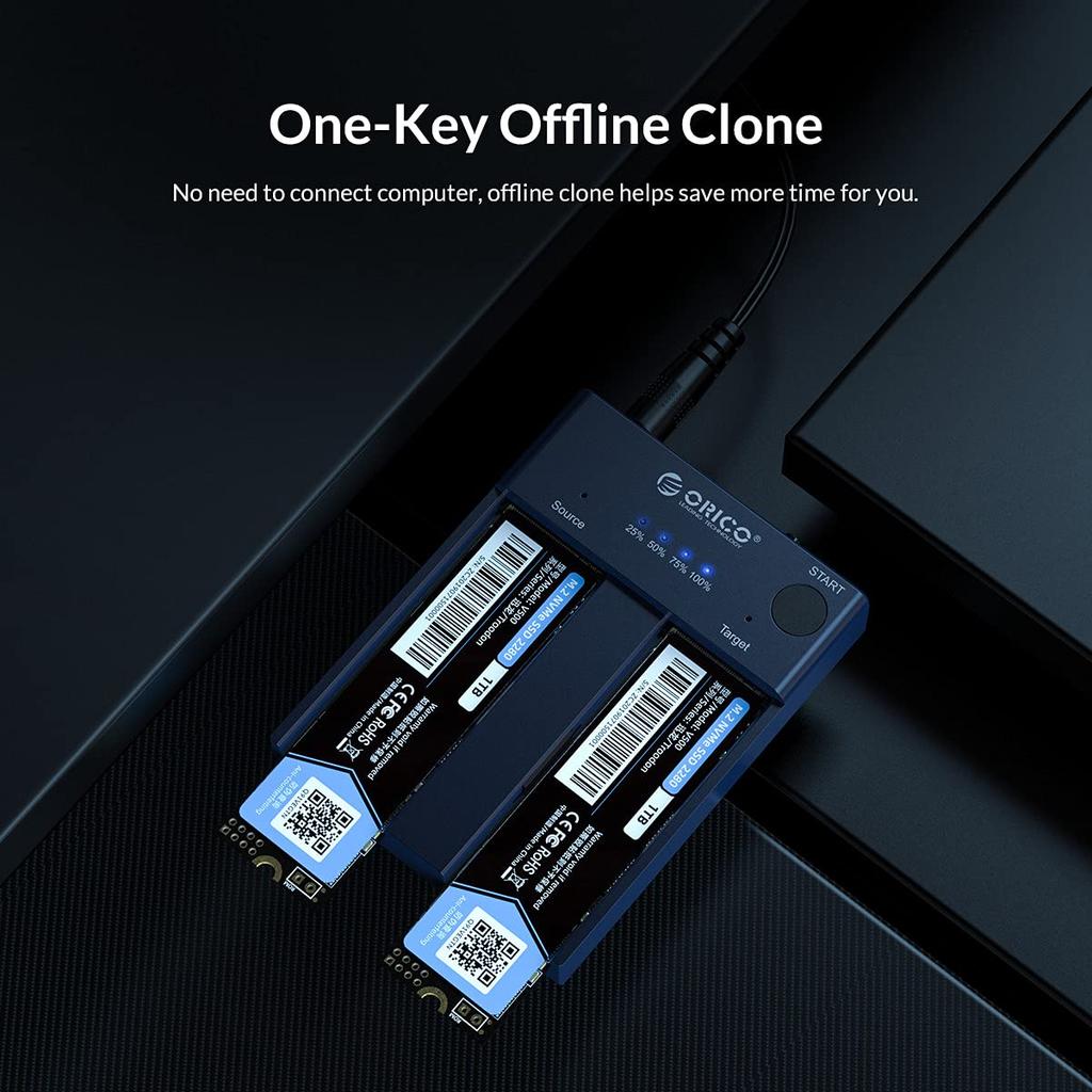 ORICO M.2 NVME SSD Enclosure Aluminum Dual Bay - M2P2-C3-C