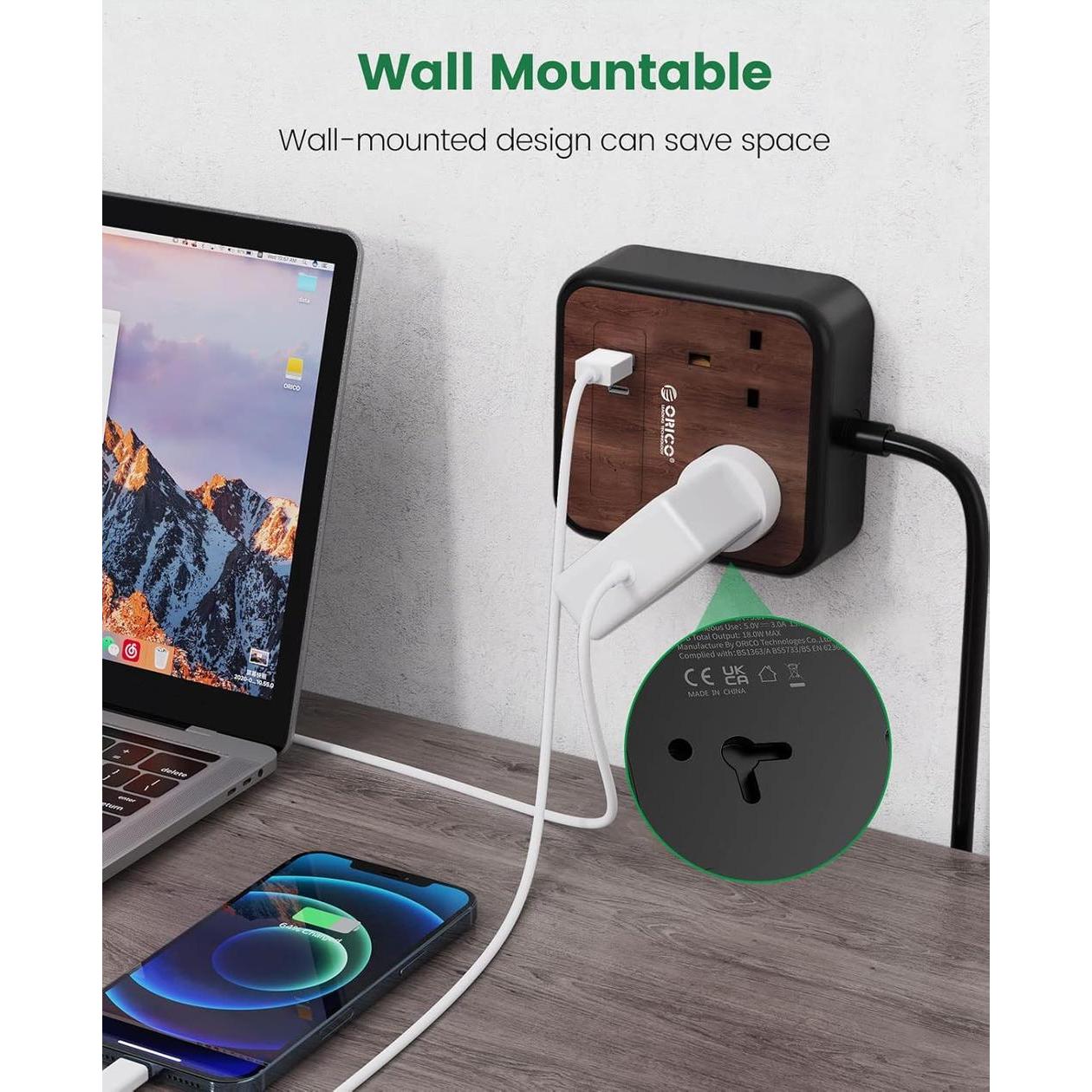 ORICO Power Strip With 3 USB Port 3 Pin - 1.5 Meter