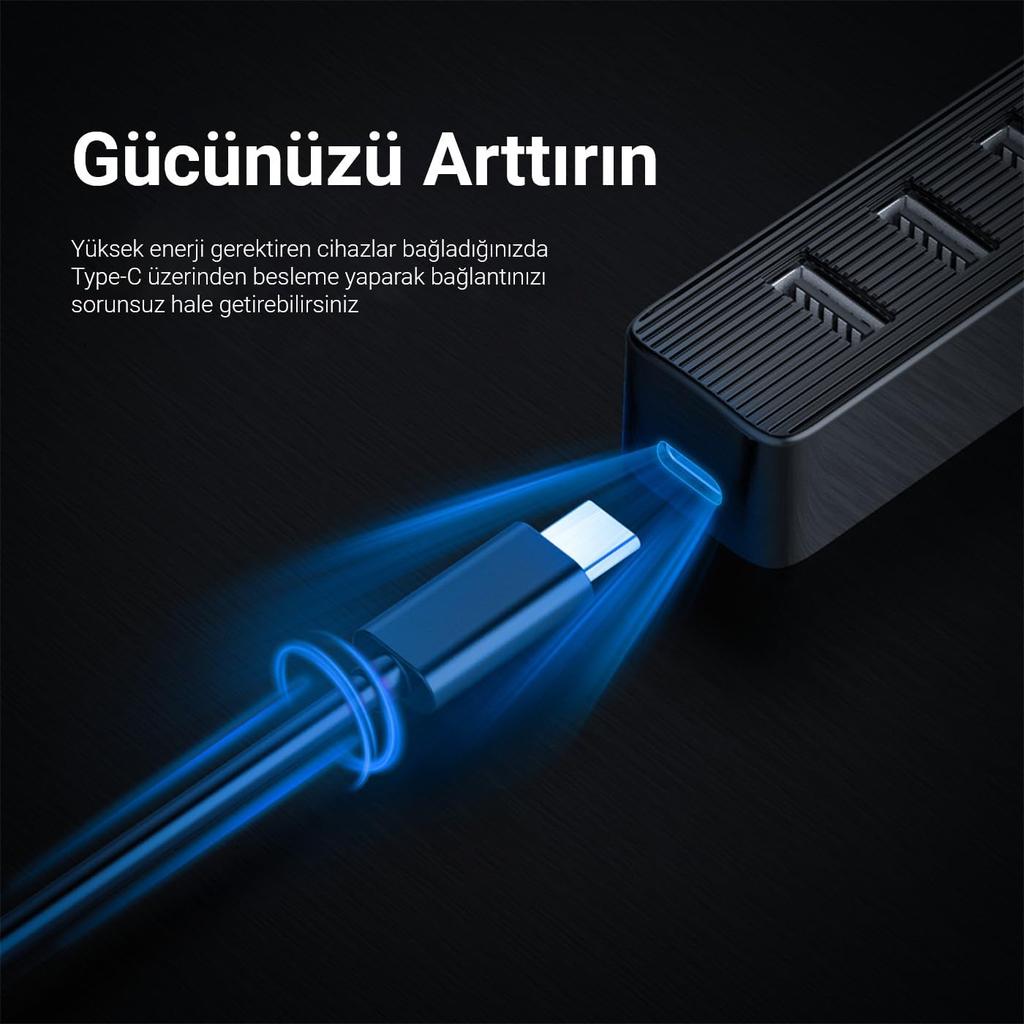 ORICO TWU32-4A-BK-EP USB 3.0 Hub + 3 x USB 2.0 5Gbps Cable 15 cm, 4A, Black