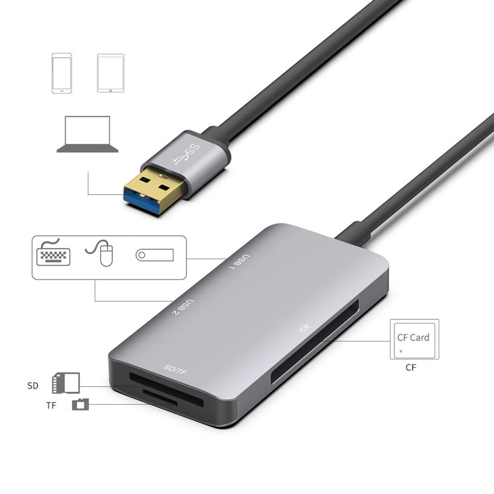 Onten 8107 USB 3.0 Hub Card Reader 5in1 Multi-Function