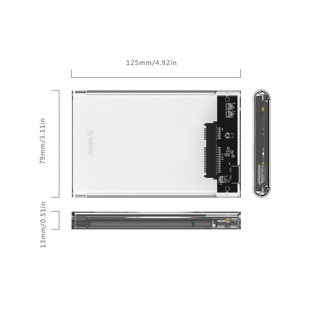 Orico 2139U3 USB 3.0 Transparent Case 2.5″ SATA HDD/SSD Enclosure