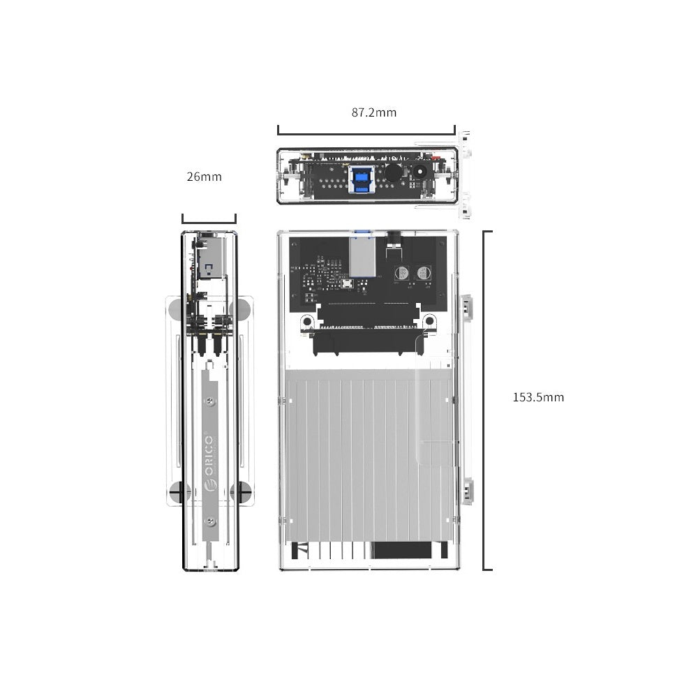 Orico 2259U3 USB 3.0 Transparent Dual-Bay Case 2.5″ SATA HDD/SSD Enclosure