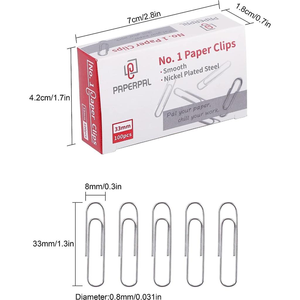 PAPERPAL Paper Clips, Smooth No. 1