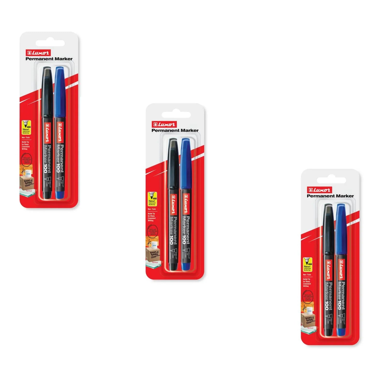 Luxor- Permanent Marker - 2 Assorted Colors - Set Of 3 Packets