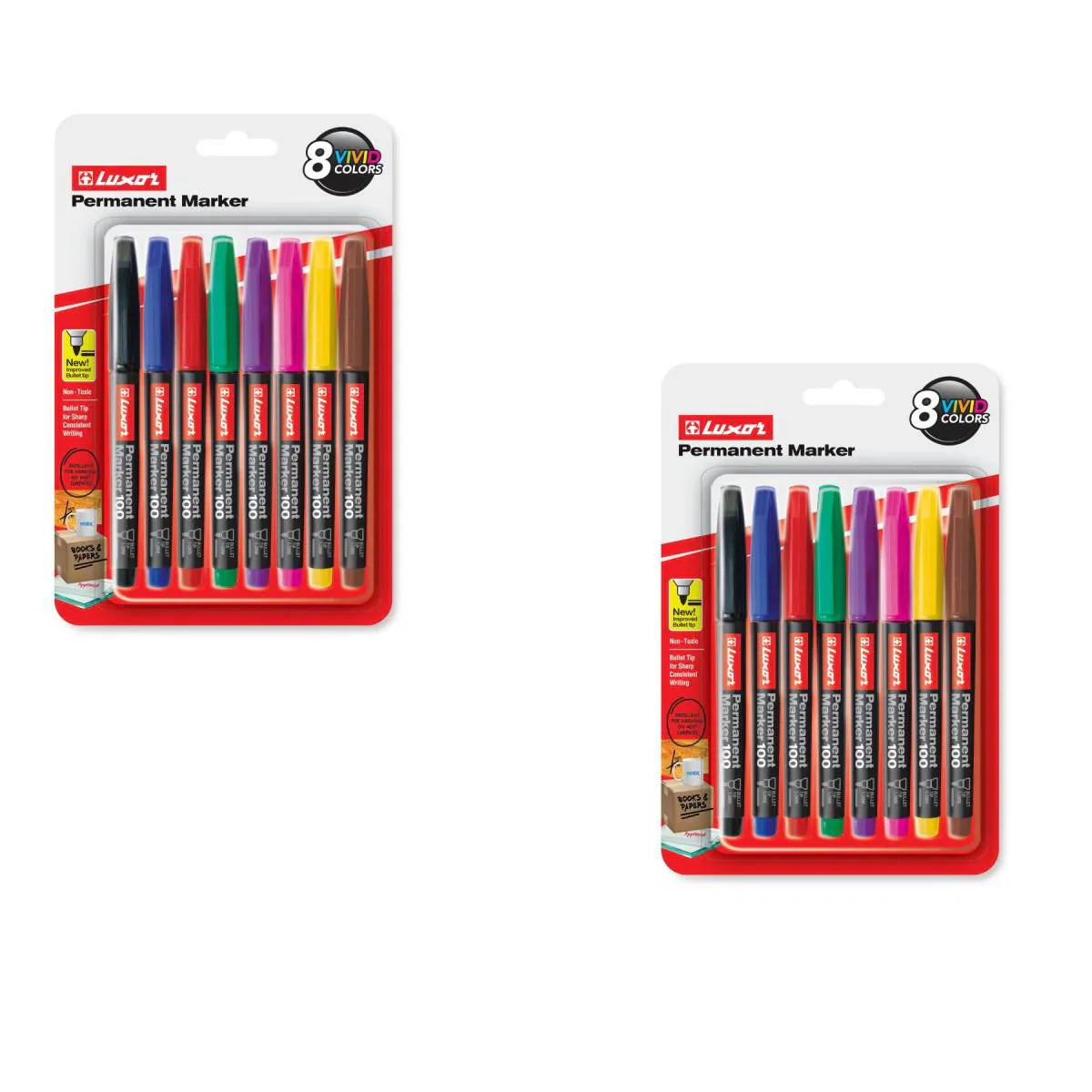 Luxor- Permanent Marker 8 Assorted Colors Set Of 2 Packets