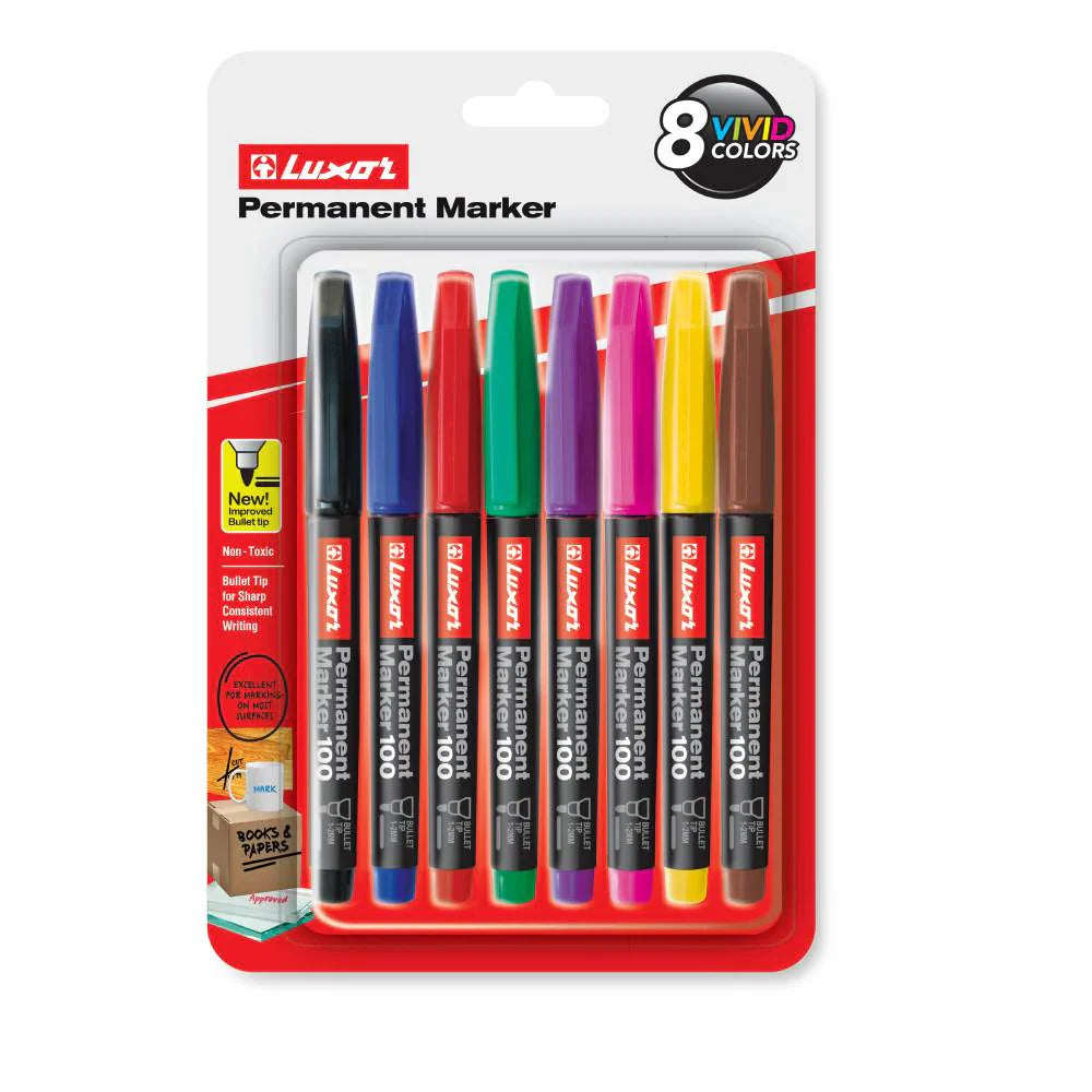Luxor- Permanent Marker 8 Assorted Colors Set Of 2 Packets