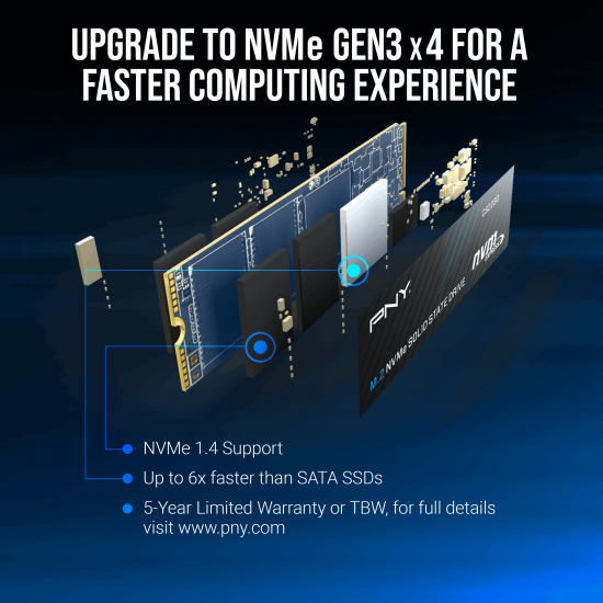 PNY CS2230 1TB M.2 NVMe PCle Gen3x4 SSD Read Speed Up To 3300MB/s Write Speed Upto 2600 MB/s