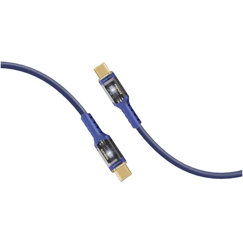 PROMATE LucidLine-CC120 High Tensile Power Delivery Charge Cable - 1.2 Meter / 480Mbps / USB-C / Navy