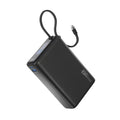 PROMATE Titan-35W Power Bank with Built-in USB-C Cable - 35W / USB-C / USB-A / Black