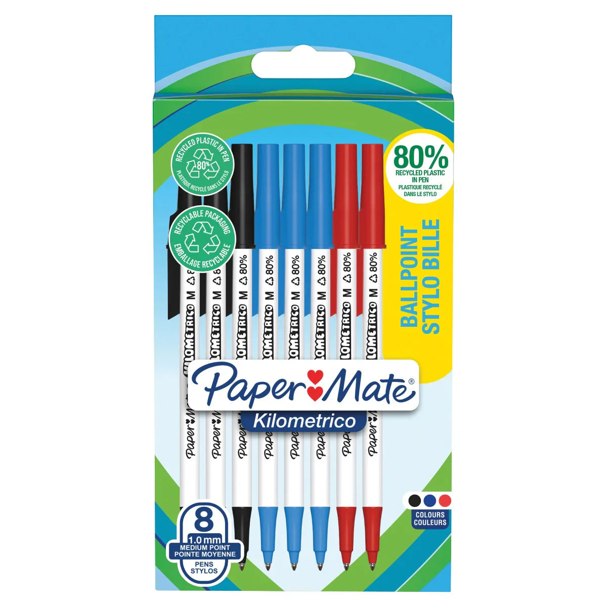 Paper Mate Ballpoint Pen (Assorted Colors, 3 Packets)