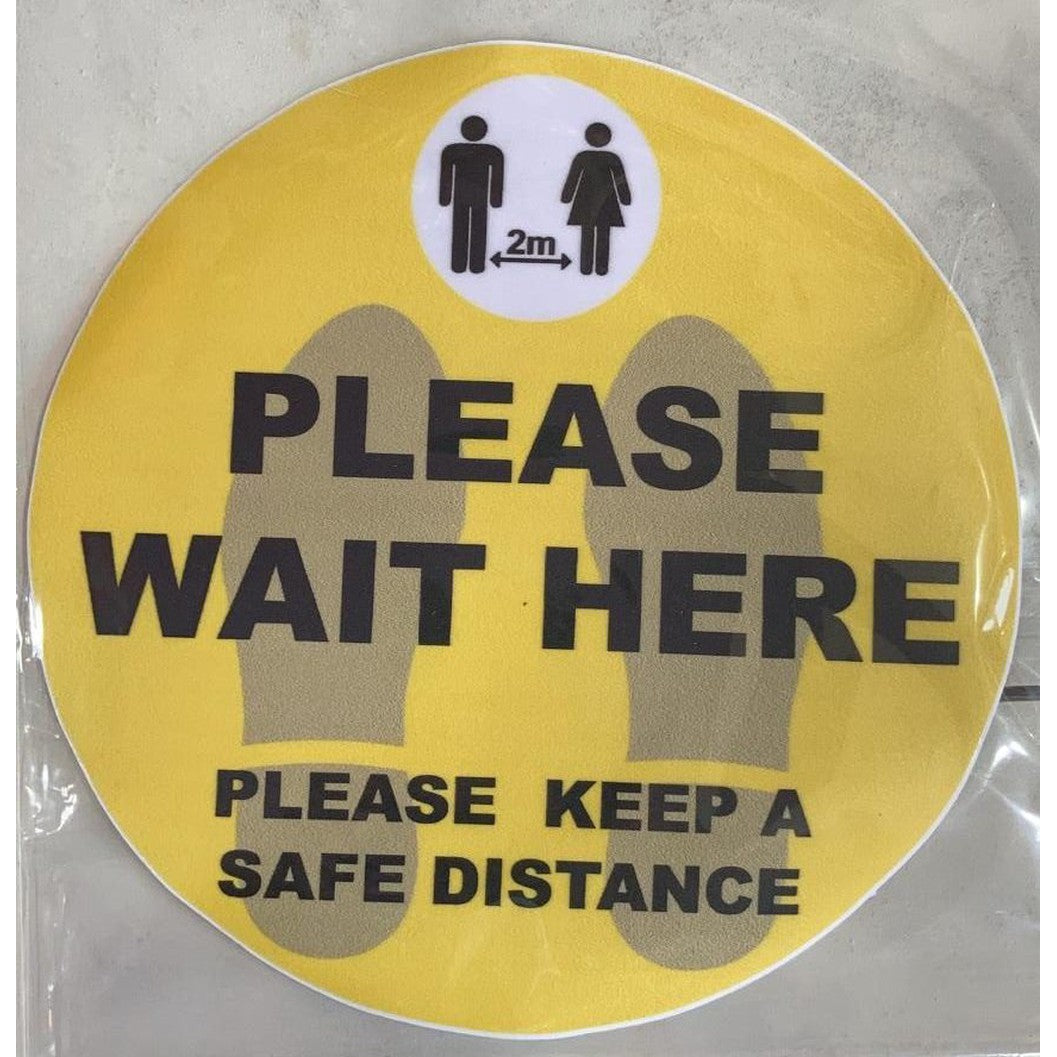 Please Wait Here Please Keep A Safe Distance Sticker