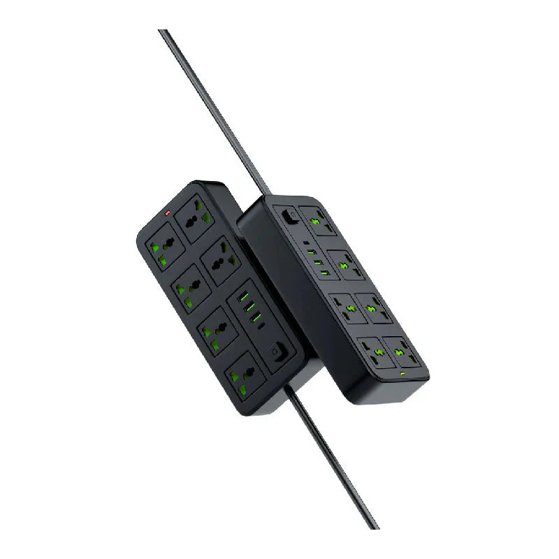 Porodo Blue 6 Universal Sockets Power Strip - 3 Meter / Black