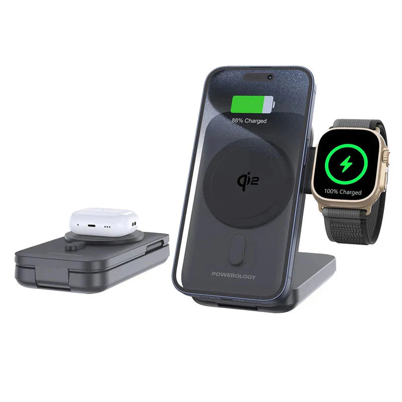 Powerology 10000mAh Qi2 - 15W iPh15 MagSafe Power Bank - Black