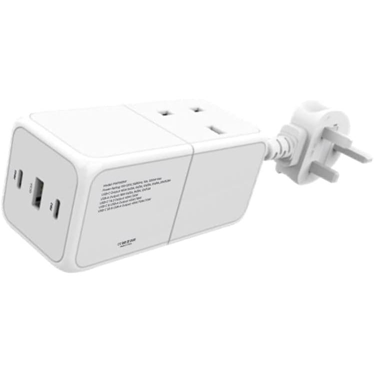 Powerology 65W Power StriP With Dual Power Sockets - White