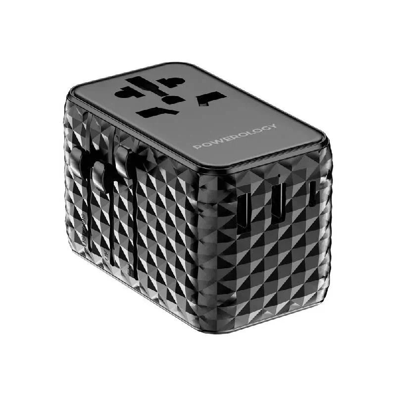 Powerology GaN Universal Charger Retractable Type-C Cable - 20W / Black
