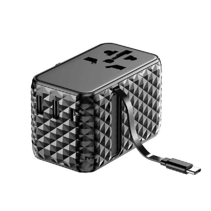 Powerology GaN Universal Charger Retractable Type-C Cable - 20W / Black