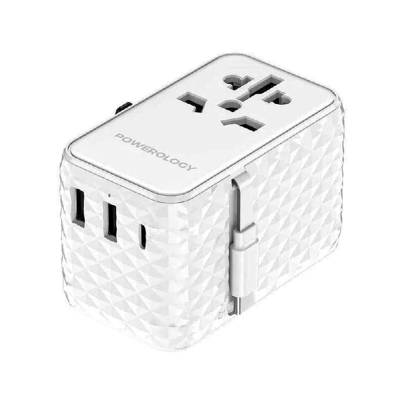 Powerology GaN Universal Charger Retractable Type-C Cable - 20W / White