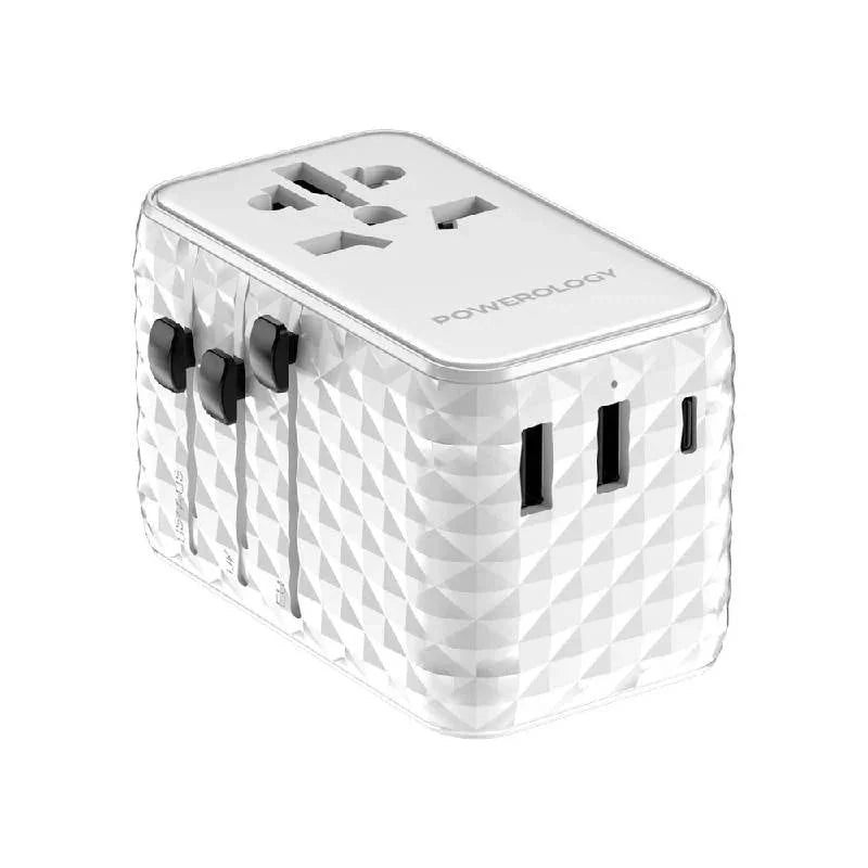 Powerology GaN Universal Charger Retractable Type-C Cable - 20W / White