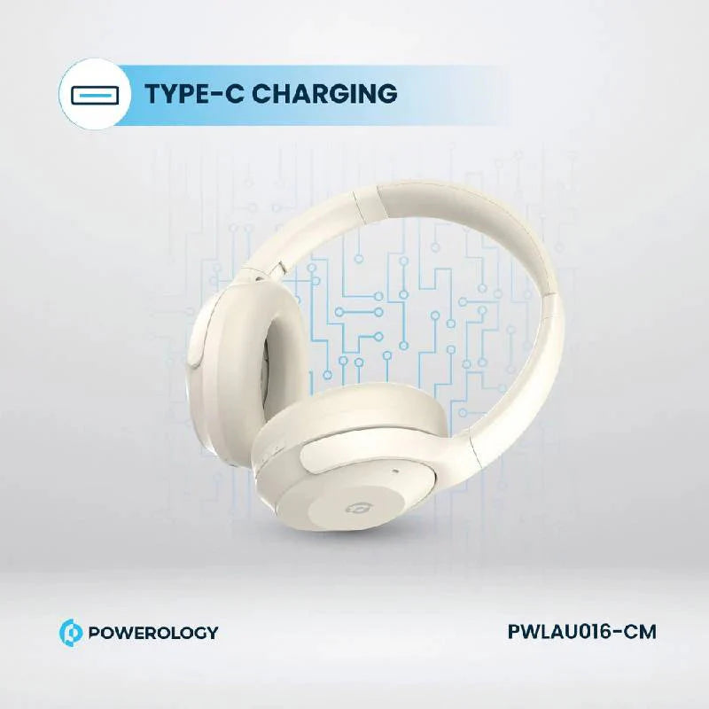 Powerology Hybrid ANC Headphone - 600mAh / Cream