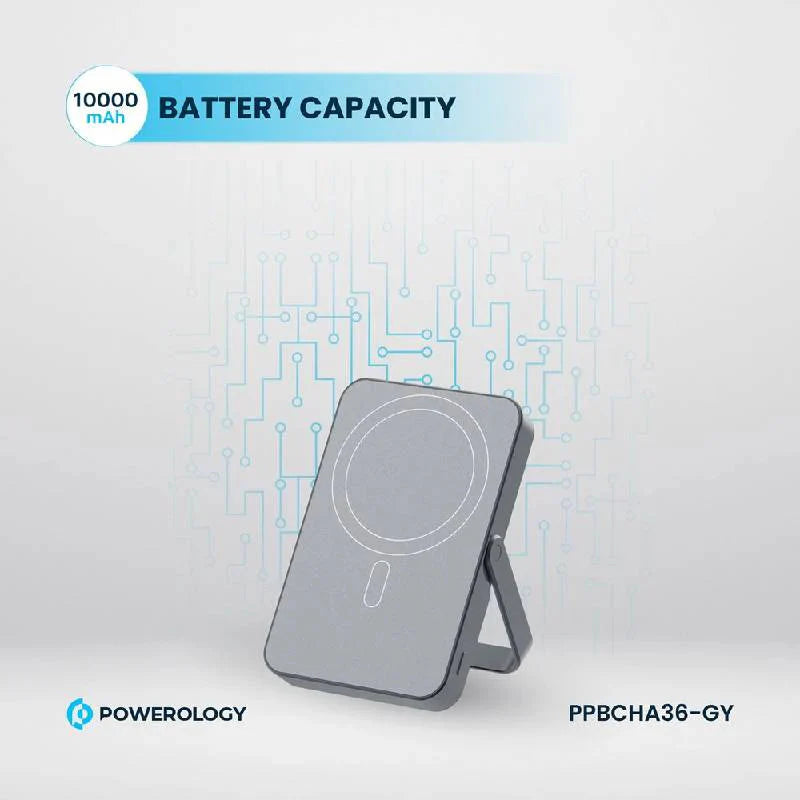 Powerology MagSafe Power Glass Surface Power Bank - 10000mAh / Type-C / Grey