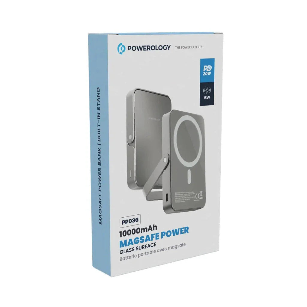 Powerology MagSafe Power Glass Surface Power Bank - 10000mAh / Type-C / Titanium