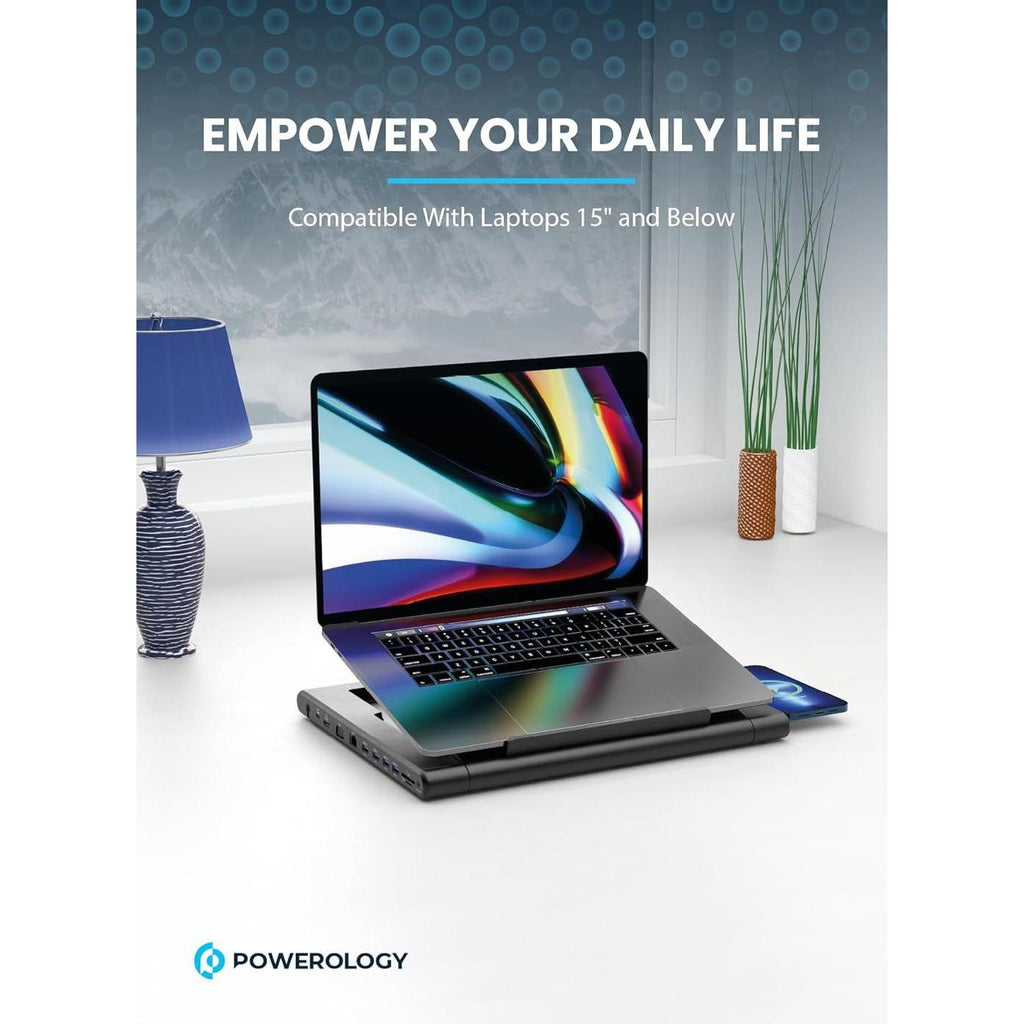 Powerology Multi-Functional Pro Hub Laptop Stand - Black