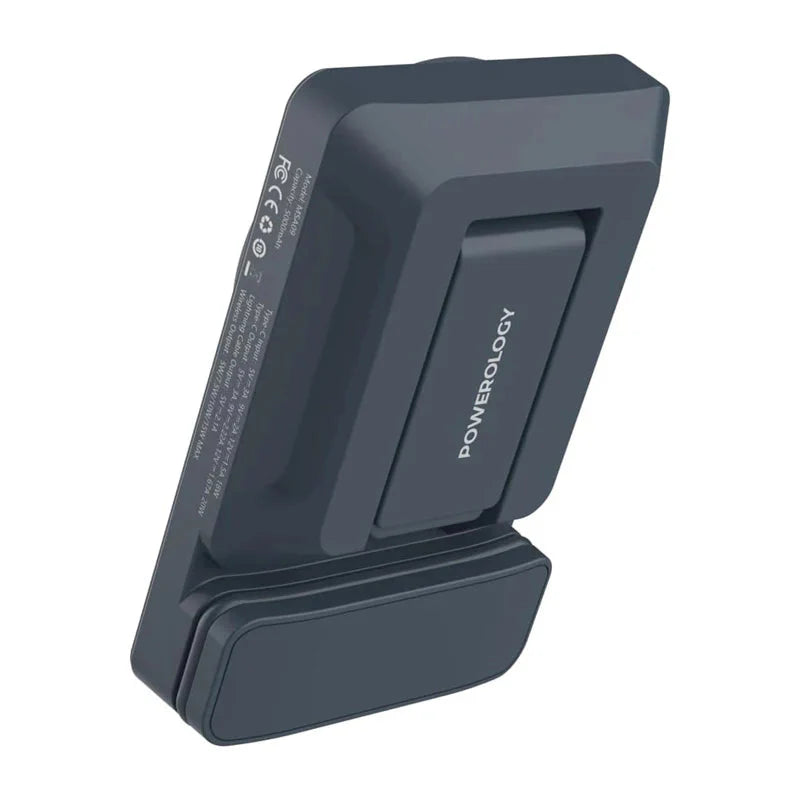 Powerology Power Bank With Magnetic Wireless Charger Car Mount - 5000mAh / USB / Type-C - Gray