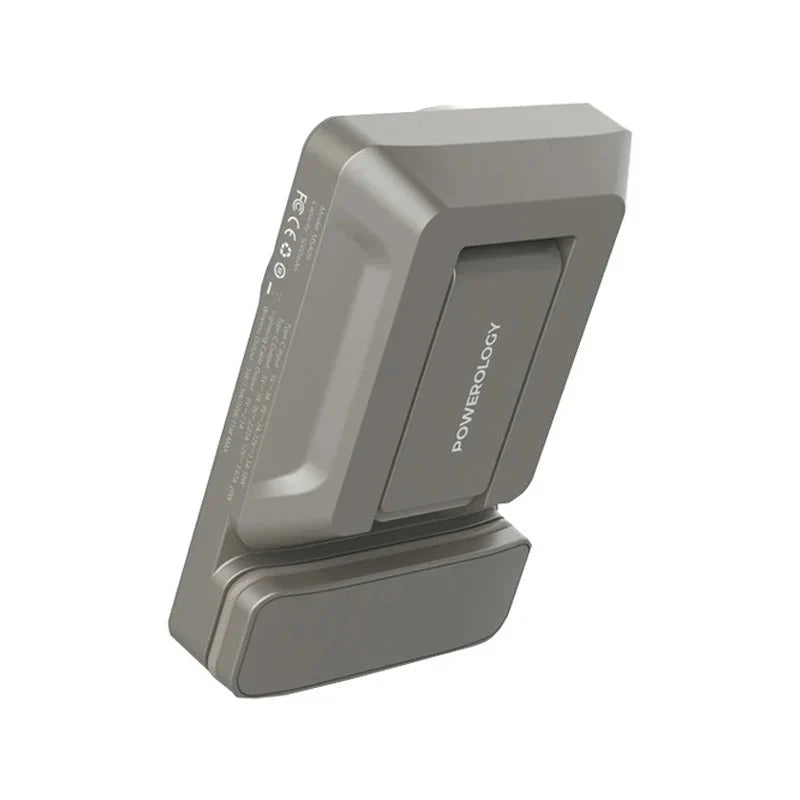 Powerology Power Bank With Magnetic Wireless Charger Car Mount - 5000mAh / USB / Type-C - Titanium